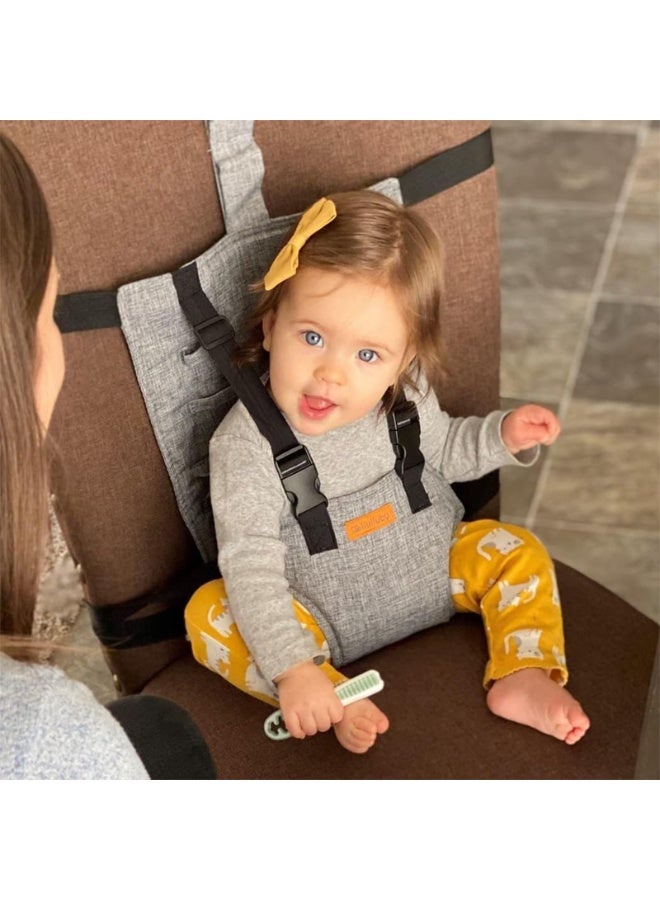 Baby Chair Harness Travel Harness Seat Fabric Portable High Chair for Travel Travel High Chair Seat Sack Portable Seat with Safety Harness Parent Pouch Must Haves Travel EssentialGrey  - Image 3