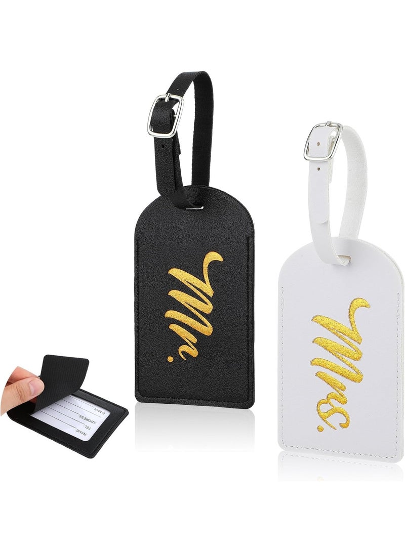 2 Pcs Mr and Mrs Luggage Tags, PU Leather Travel Tags Mr and Mrs Gifts, Bridal Shower Gift for Married Couples - Image 1