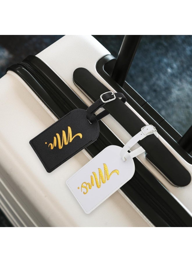 2 Pcs Mr and Mrs Luggage Tags, PU Leather Travel Tags Mr and Mrs Gifts, Bridal Shower Gift for Married Couples - Image 3