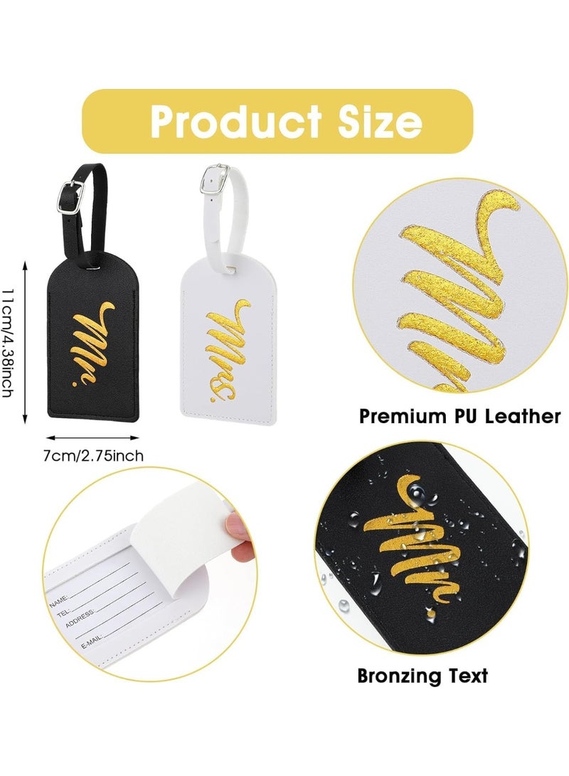 2 Pcs Mr and Mrs Luggage Tags, PU Leather Travel Tags Mr and Mrs Gifts, Bridal Shower Gift for Married Couples - Image 4