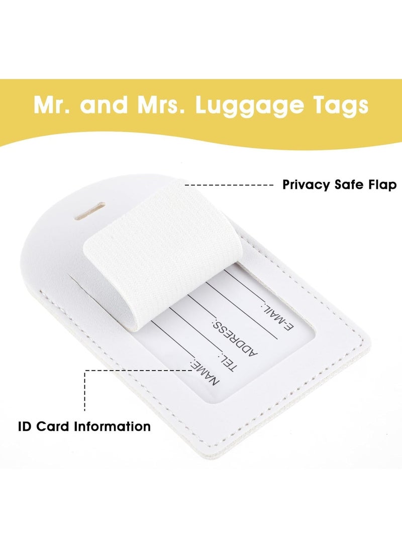 2 Pcs Mr and Mrs Luggage Tags, PU Leather Travel Tags Mr and Mrs Gifts, Bridal Shower Gift for Married Couples - Image 5