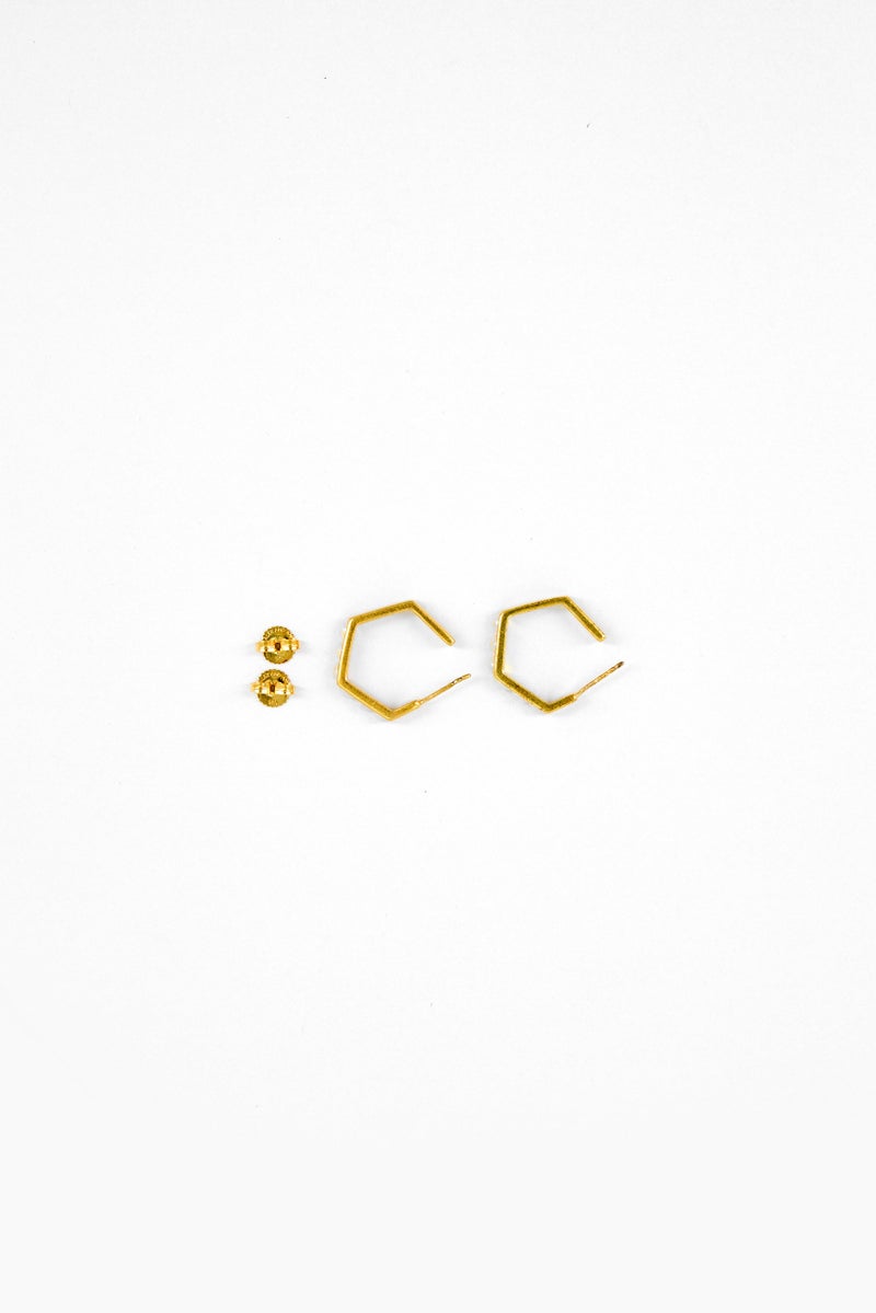 ALEX AND ANI Women Stainless Steal Honey Comb Earrings, Gold  - Image 2