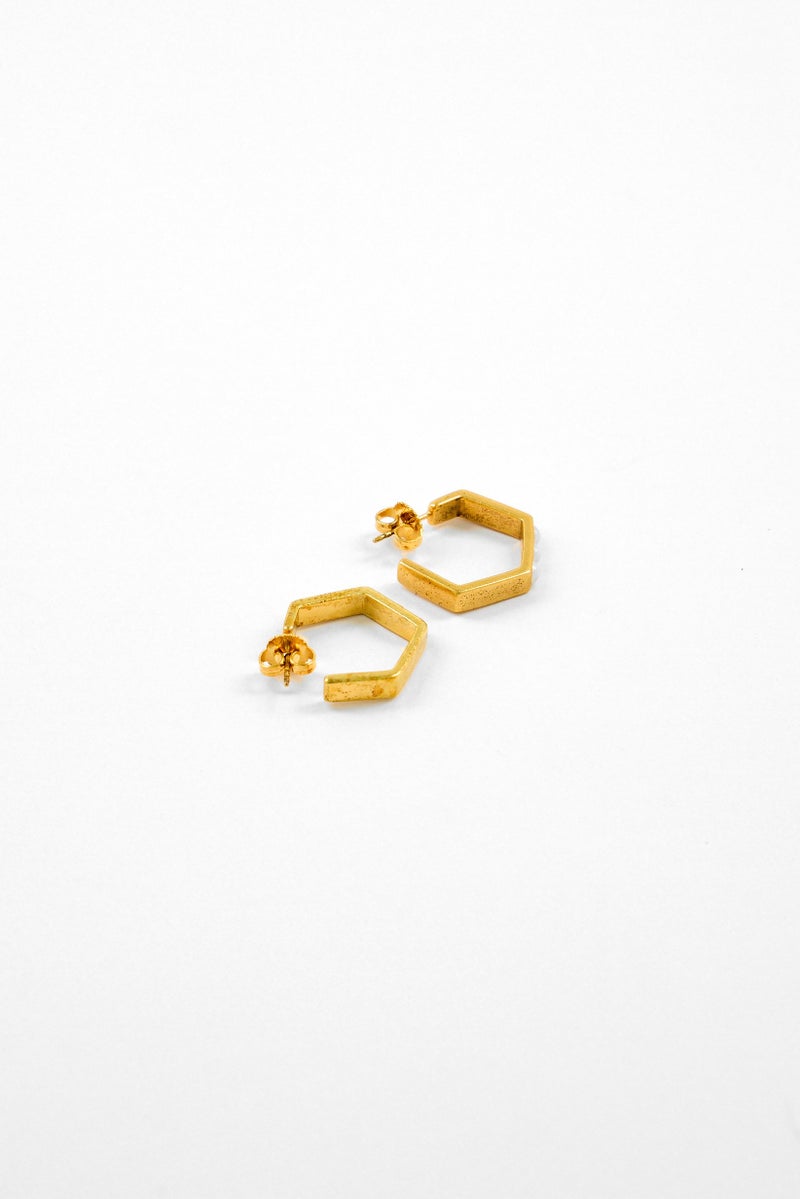 ALEX AND ANI Women Stainless Steal Honey Comb Earrings, Gold  - Image 1