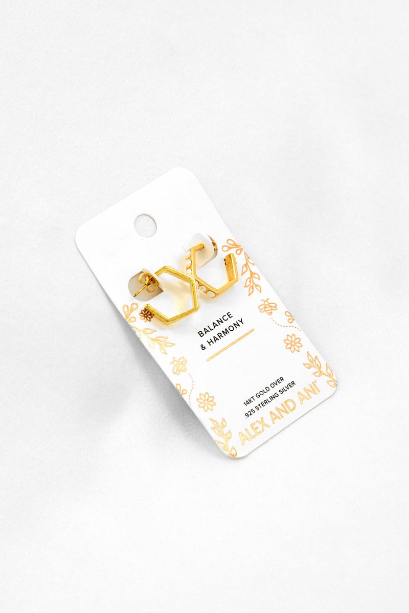 ALEX AND ANI Women Stainless Steal Honey Comb Earrings, Gold  - Image 3