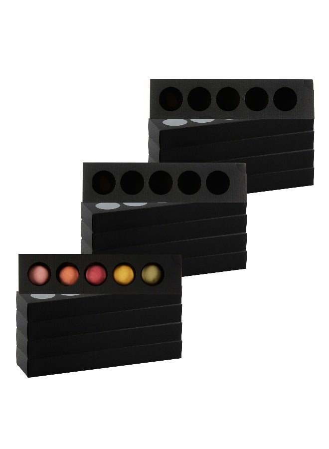 Restaurantware صناديق ماكرون فالنتينو 12 بوصة، 100 عبوة ماكرون - تحمل 5 ماكرونات، مع أغطية، صناديق هدايا ماكرون من الورق الأسود، أقسام منفصلة، للهدايا والحفلات - Image 2