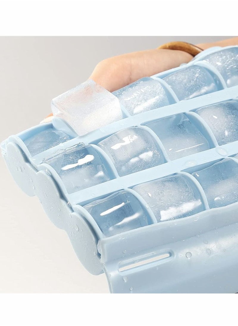 Y&D - Ice Cube Tray, Flexible Silicone Trays with Spill-Resistant Lid, Easy-Release, 15-Ice Cubes Mould for Freezer, Drink, beverage, Jelly, Chilled Drinks, 1 Pcs ( Light blue ) - Image 1