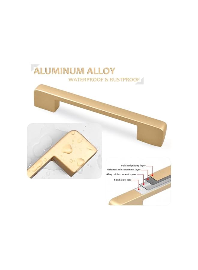 S-TOP Golden Kitchen Cupboard Handles, Modern Gold Door Handle Aluminum Alloy Cabinet Handle Drawer Pulls Square Furniture Handle Set for Kitchen and Bathroom Cabinets Cupboard(6Pcs 128mm) - Image 2