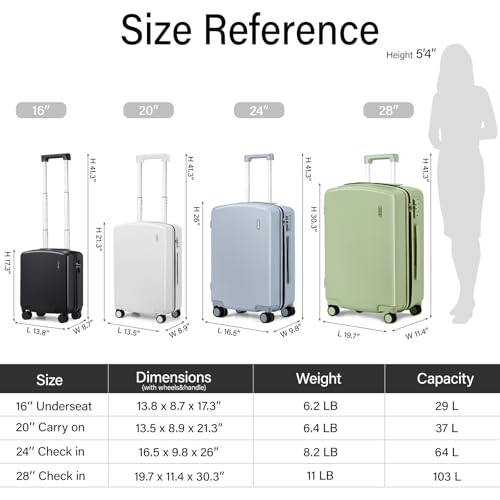 Hanke 16 Inch Underseat Carry On Luggage, Airline-Approved Hard Shell Small Suitcase with Spinner Wheels, Lightweight Tsa Lock Travel Luggage for Short Trips(Smoke White) - Image 3