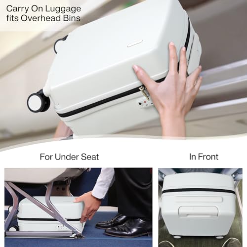 Hanke 16 Inch Underseat Carry On Luggage, Airline-Approved Hard Shell Small Suitcase with Spinner Wheels, Lightweight Tsa Lock Travel Luggage for Short Trips(Smoke White) - Image 2