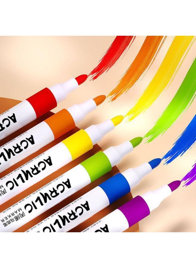 جورونب 60 لونًا من أقلام التلوين، أكريليك للفنانين البالغين، تلوين، رسم، رسوم متحركة، رسوم متحركة، رأس فرشاة للرسم على الصخور، الخشب، القماش، الحرف اليدوية، أدوات فنية - Image 3