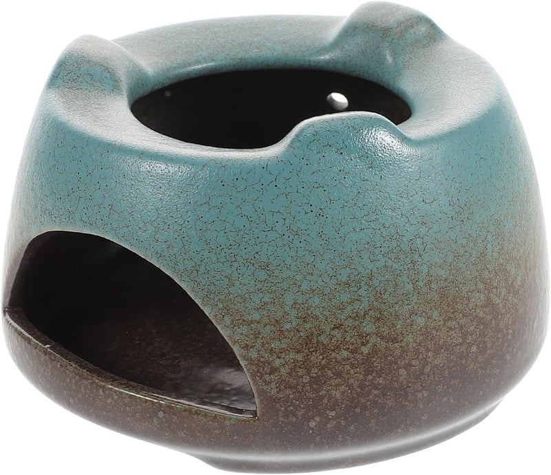Ceramic Tea Warmer Base for Teapot and Coffee Pot Round Kiln-Glazed Green Ceramic Heater Tea Light Warmer Tray for Home and Restaurant Use During Brewing - Image 1