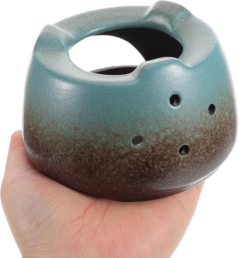 Ceramic Tea Warmer Base for Teapot and Coffee Pot Round Kiln-Glazed Green Ceramic Heater Tea Light Warmer Tray for Home and Restaurant Use During Brewing - Image 3
