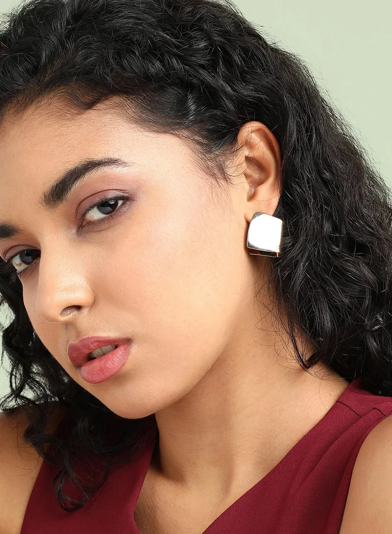 SOHI Folded Square Stud Earrings