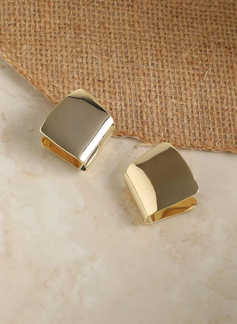 SOHI Folded Square Stud Earrings
