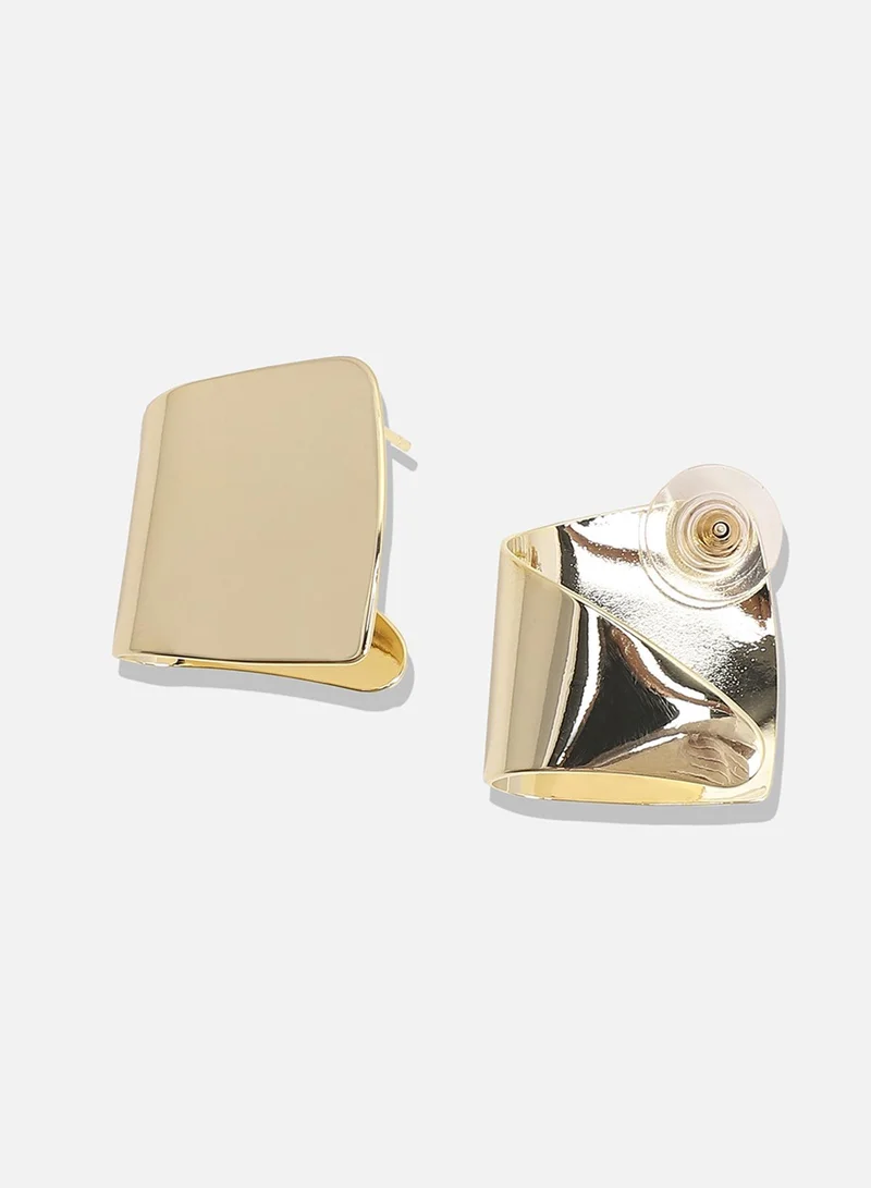 SOHI Folded Square Stud Earrings
