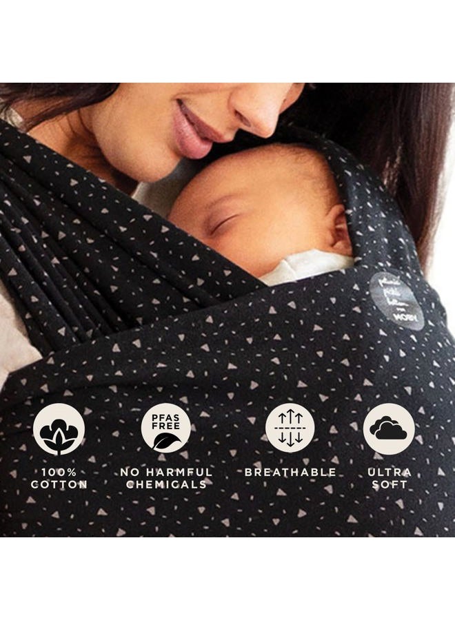 MOBY 100% Cotton Classic Baby Wrap Carrier for Newborn to Toddler up to 33lbs, Baby Sling from Birth, One Size Fits All, Breathable Stretchy, Unisex, Terrazzo Black - Image 5