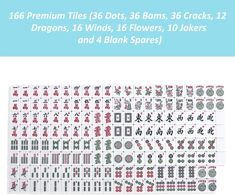 GUSTARIA American Mahjong Tiles Set,Mahjong Game Set with 166pcs 1.2â€™â€™ Light Blue Tiles (Tiles Only Set) - Image 2