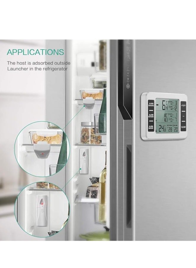 general Refrigerator thermometer, wireless, digital, freezer thermometer with 2 wireless sensors, audible alarm, minimum and maximum registration, LCD screen, for home, restaurant, bar, battery not included - Image 4