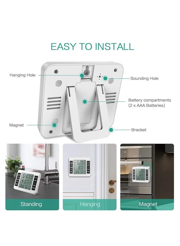 general Refrigerator thermometer, wireless, digital, freezer thermometer with 2 wireless sensors, audible alarm, minimum and maximum registration, LCD screen, for home, restaurant, bar, battery not included - Image 2