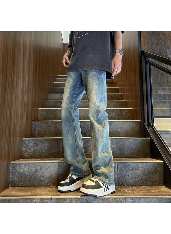 Vintage Blue Jeans Slim Narrow Version Cleanfit Pants Slightly Flared Straight Pants - Image 1