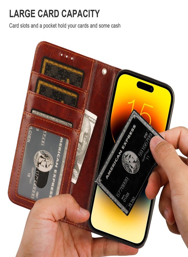 Bocasal Detachable Wallet Case for iPhone 15 Pro RFID Blocking Card Slots Holder Premium PU Leather Magnetic Kickstand Shockproof Wrist Strap Removable Flip Protective Cover 5G 6.1 inch (Brown) - Image 5