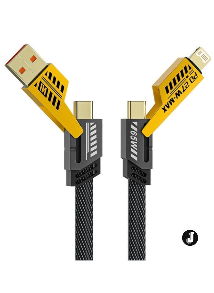 JAJEEK - "New 4-in-1 Convertible Metal Fast Data Cable – 65W Braided USB C, USB A Charging Cable for iPhone, iPad, MacBook, AirPods, Samsung, Android (3.9ft/1.2M)" - Image 1