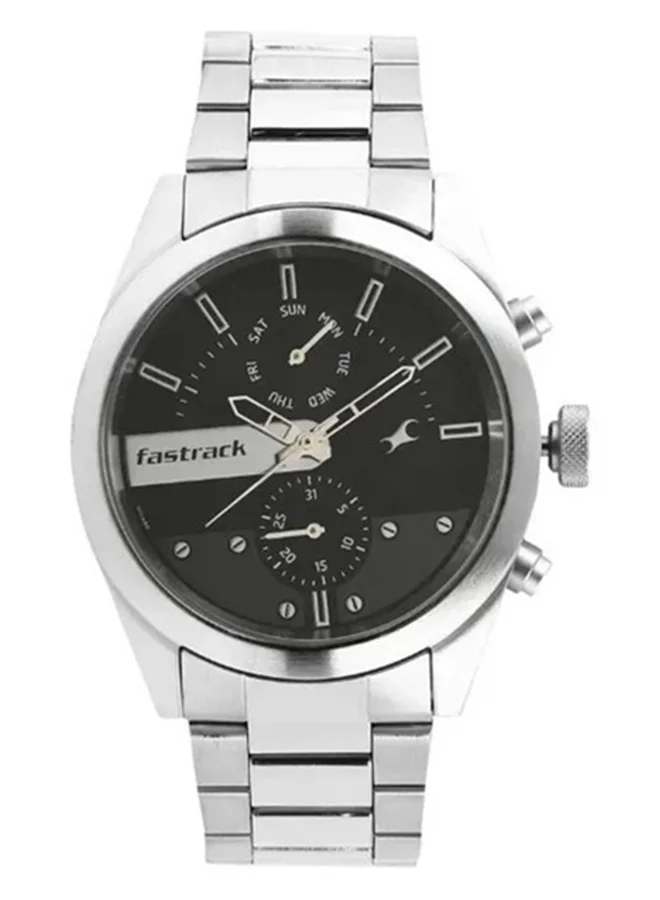 فاستراك Fastrack All Nighters Quartz Multifunction Watch for Guys With Black Dial Metal Strap