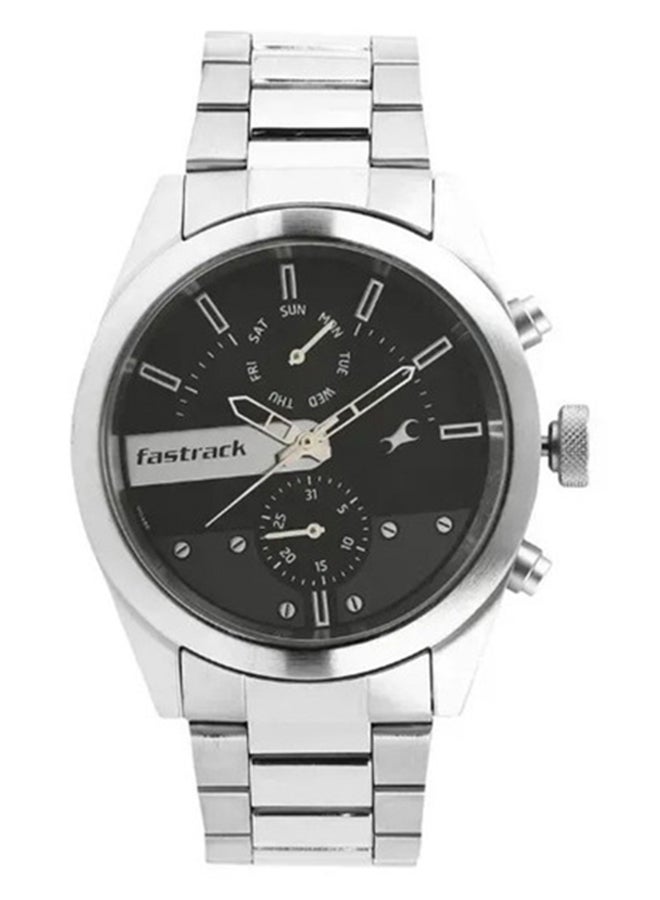 Fastrack All Nighters Quartz Multifunction Watch for Guys With Black Dial Metal Strap - Image 1
