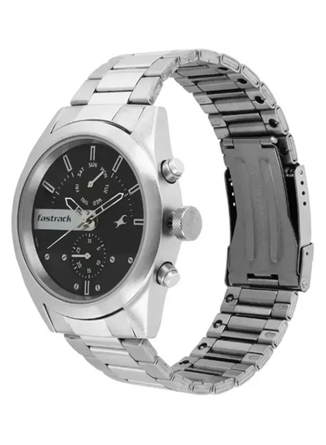 فاستراك Fastrack All Nighters Quartz Multifunction Watch for Guys With Black Dial Metal Strap