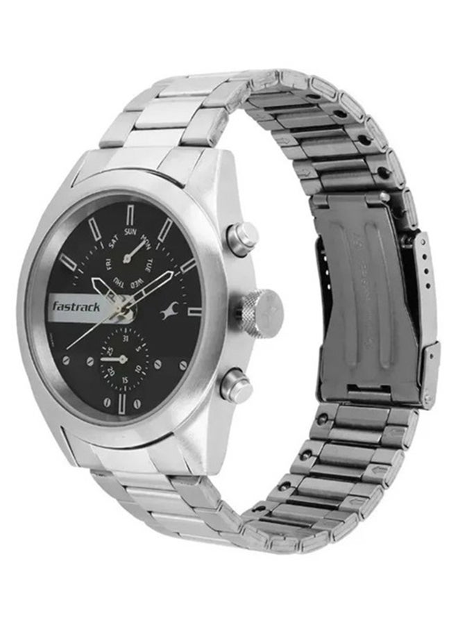 Fastrack All Nighters Quartz Multifunction Watch for Guys With Black Dial Metal Strap - Image 2