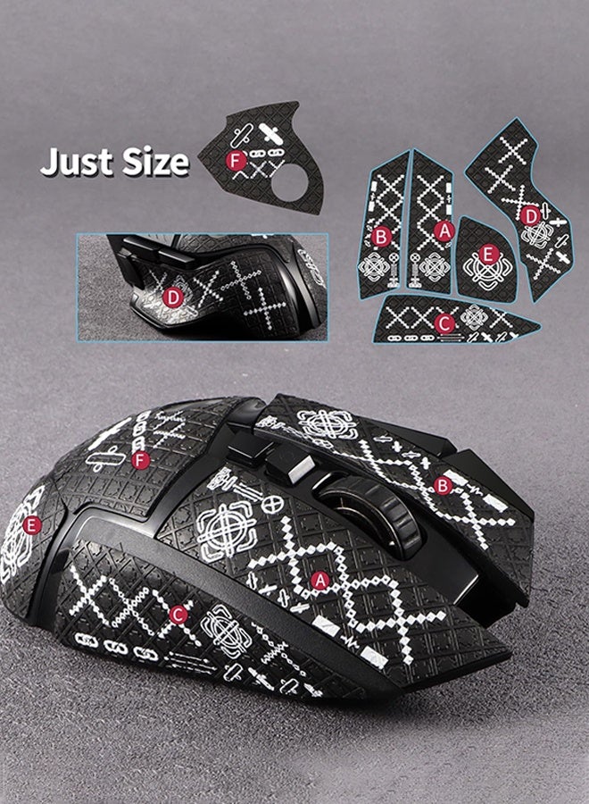 SUNDAREE طقم شريط لاصق للفأرة 2 في 1، أسود + أبيض، تغطية كاملة للفأرة G502 السلكية/اللاسلكية، ذاتي اللصق، مقطوع مسبقًا، مقاوم للعرق، مانع للانزلاق، طقم ترقية احترافي للفأرة - Image 3