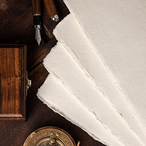 NomadCraftsCo. Watercolor Paper | Letter Sized Vintage Paper 8.5 x 11 Inches | 200 GSM Handmade Paper | 50 Sheets of Recycled Cotton Papers, Perfect for Any Medium, Blank Water Color Papers, Antique Paper - Image 3