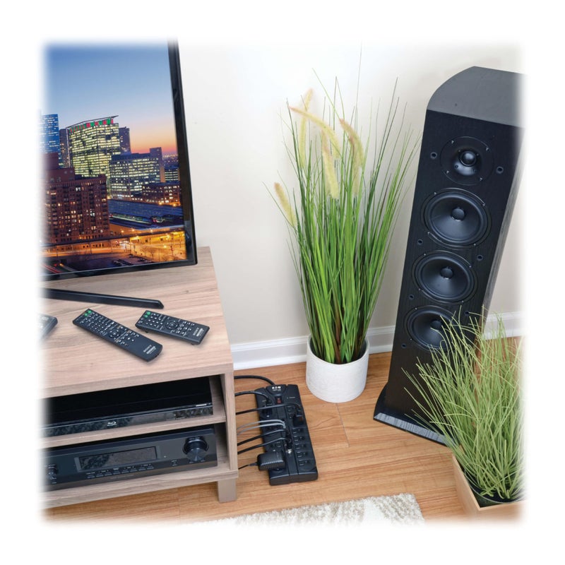 Tripp Lite Eaton Tripp Lite TLP1208TELTV Home Theater Surge Protector Power Strip, 12 Outlets, Flat Plug 8ft Extension Cord, 2160 Joules| Coax and RJ11 Ports for Phone Land Line, TV, and WiFi Router Protection - Image 5