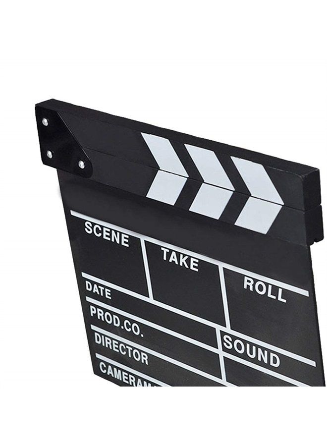 KISEER 12"x11" Movie Film Clap Board Wooden Movie Clapboard Film Clapper Board, Black & White - Image 1