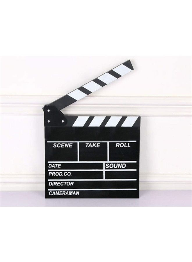 KISEER 12"x11" Movie Film Clap Board Wooden Movie Clapboard Film Clapper Board, Black & White - Image 2