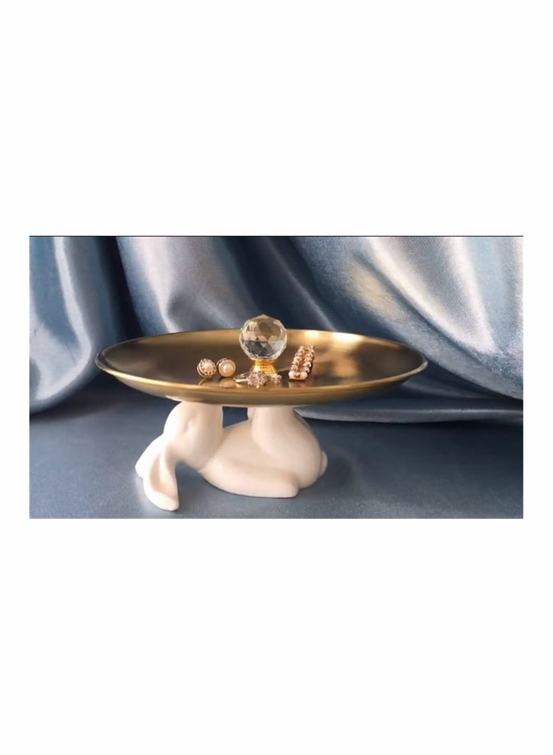 Ceramic Rabbit Plate,Bunny Cake Stand, Ceramic Dish Cupcake Stand Decorative Dinner Plates for Snacks and Cookies Bunny Cake Tray Sets Dish Gift (Iron Plate Rabbit) - Image 5