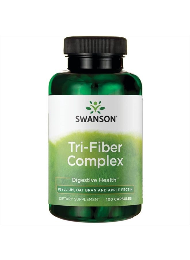 SWANSON Tri-Fiber Complex - Digestive Health Supplement Made with Psyllium, Oat Bran, & Apple Pectin - (100 Capsules) - Image 1