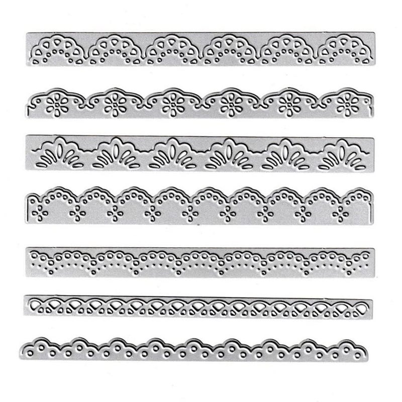 7pcs Flower Lace Cutting Dies Flower Edge Border Die Cuts Metal Embossing Stencils Template Mould for Card Scrapbooking and DIY Craft Album Paper Card Decor