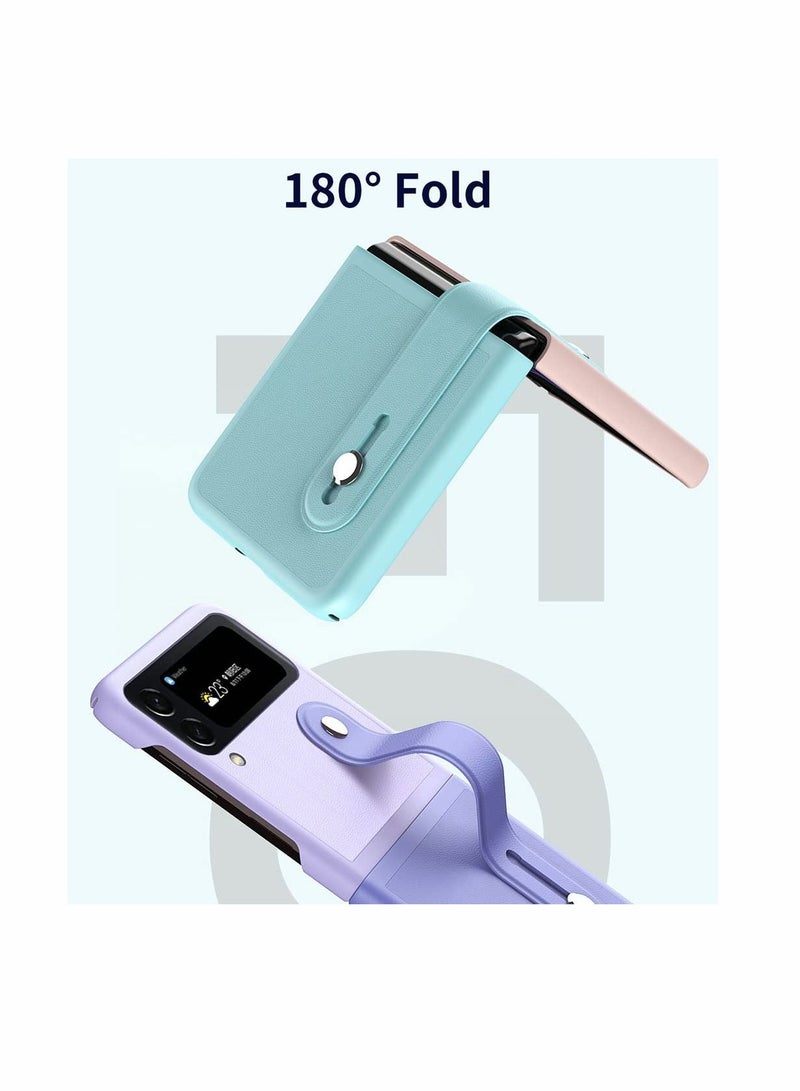سيوسي سامسونج غالاكسي z-flip 4 ( z-flip 4.5g ) حالة الهاتف المحمول ، رقيقة جدا الكمبيوتر المتقدمة ماتي المضادة للخدش غطاء ، حالة الهاتف المحمول لمسة من الحرير مع دعم قابل للسحب الشريط ( الوردي / الأزرق ) - Image 5