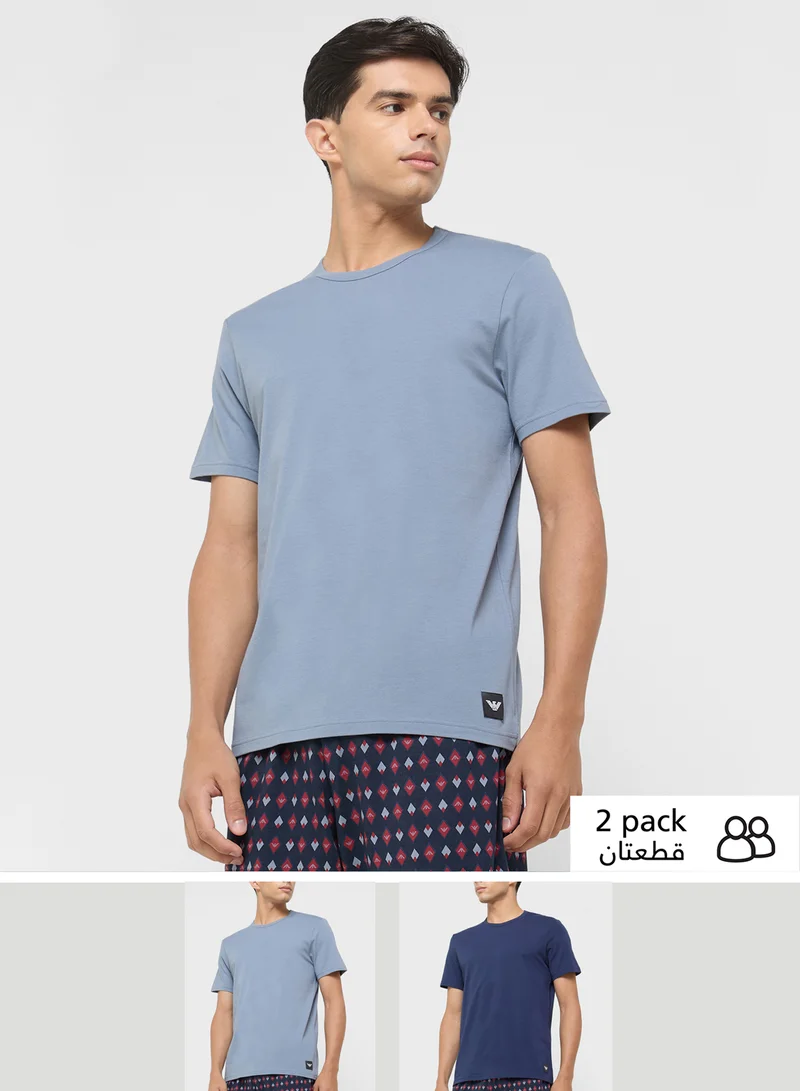 امبوريو ارماني 2 Pack Of Logo Crew Neck T-Shirt