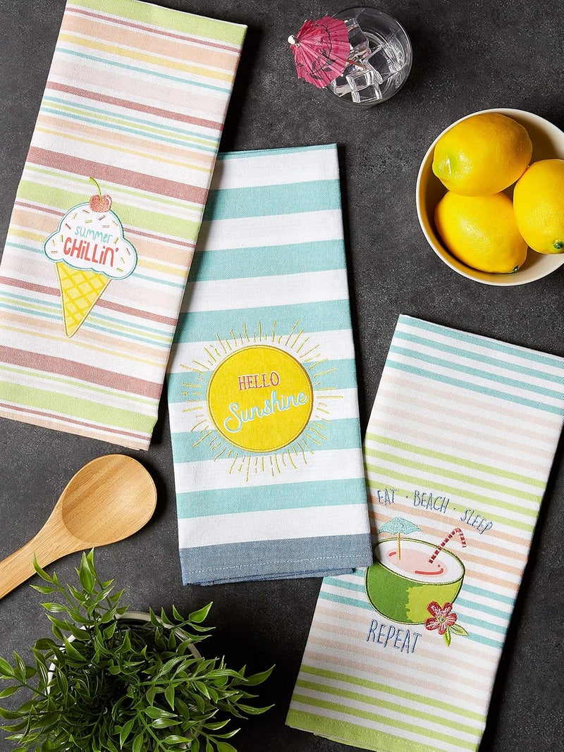 DII Watermelon Collection Kitchen Dishtowel Set Summer Fun 3 Piece - Image 5