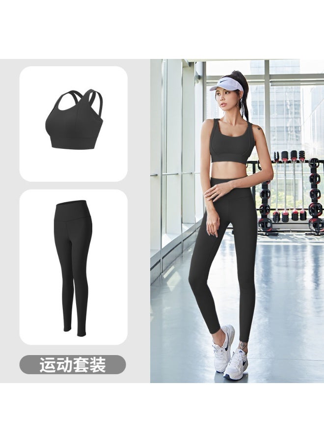 Women's Outdoor Fitness Running Yoga Wear Seamless Sports Bra Shock Absorption Backless Trousers Suit Yoga Wear - Image 1