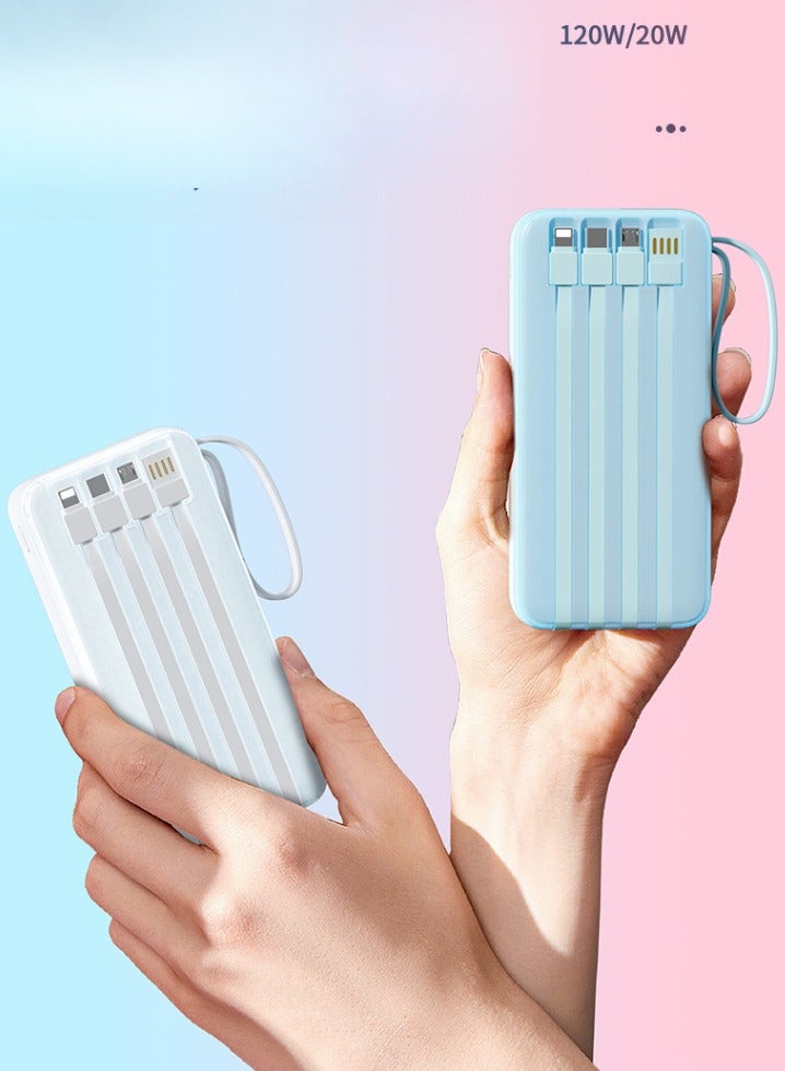 MEDOOSI Power Bank 20000 mAh power bank with Built-in USB-C Data Cable, Fast Charging power bank for .Bblue - Image 3