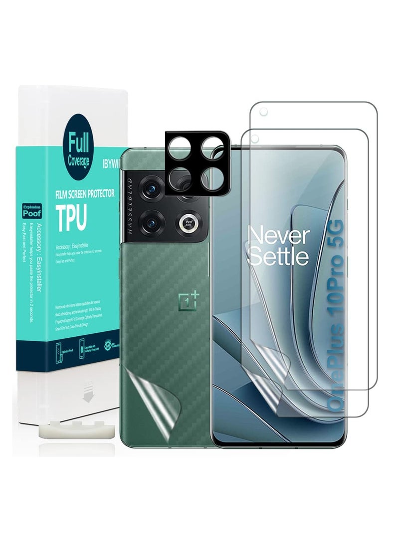 Ibywind Pack of 2 Oneplus 10 Pro 5g Screen Protector 6.7 Inch With Camera Lens Protector and Back Carbon Fiber Film Bubble Free Smart Film Tech 99 Percent Hd Clear Easy to Install - Image 1