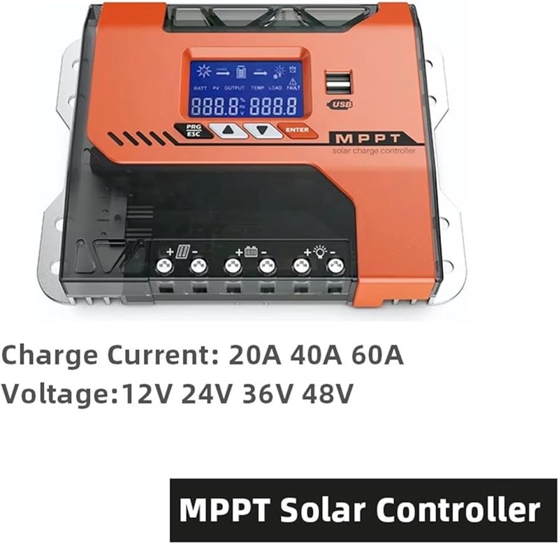 20A MPPT Solar Charge Controller For 12V 24V 36V 48V Battery AGM Gel Flooded Li - Image 3