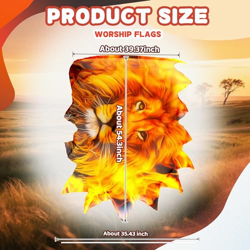 Baisdan 54"x45" Lion Worship Flags for Dance Church, Praise Dance Flags for Worship, Fire Flag with Flexible Rods & Carrying Bag, 2 Pack, Yellow Orange Black - Image 2