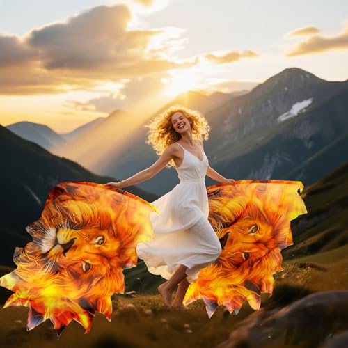 Baisdan 54"x45" Lion Worship Flags for Dance Church, Praise Dance Flags for Worship, Fire Flag with Flexible Rods & Carrying Bag, 2 Pack, Yellow Orange Black - Image 5