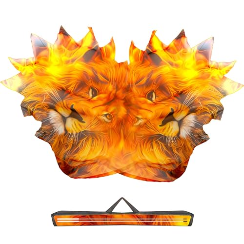 Baisdan 54"x45" Lion Worship Flags for Dance Church, Praise Dance Flags for Worship, Fire Flag with Flexible Rods & Carrying Bag, 2 Pack, Yellow Orange Black - Image 1