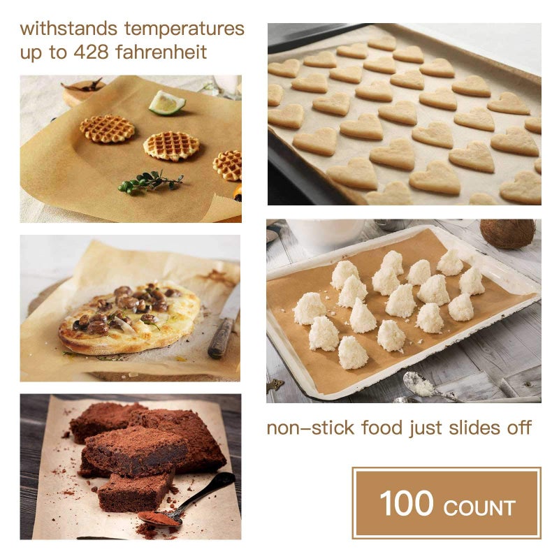 Handook 100pcs Unbleached Parchment Paper for Baking, 12x16 Inches Non-Stick Precut Parchment Paper Sheets for Baking Cookies, Cooking, Air Fryer, Oven - Image 2