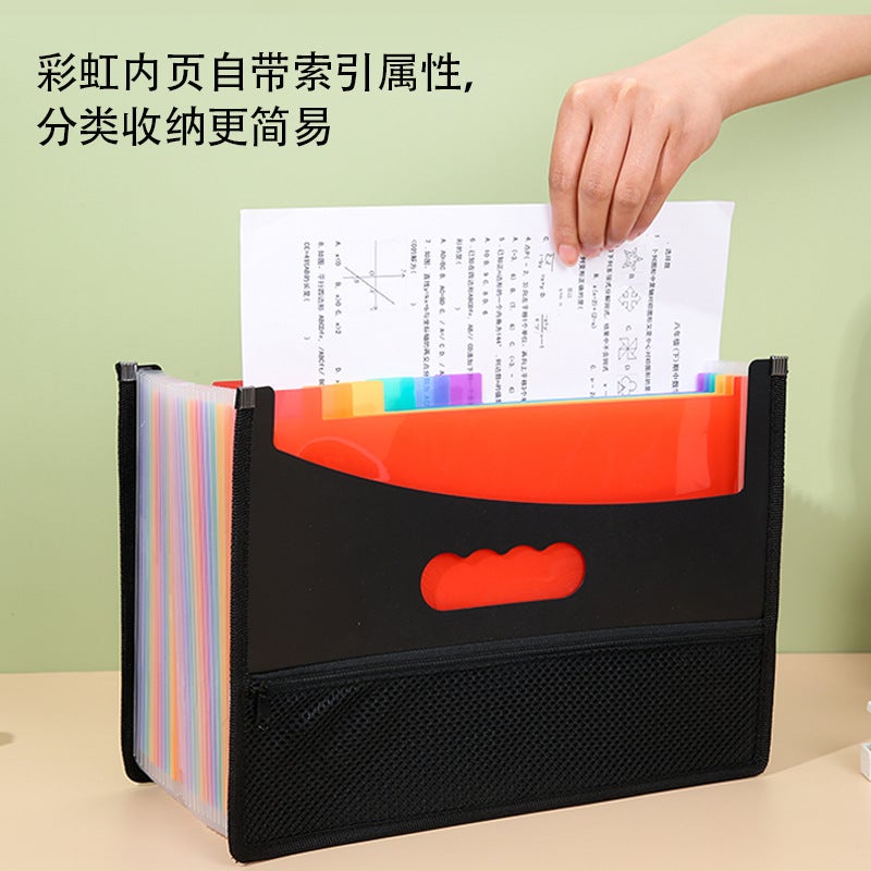 New Rainbow Classified Organ Bag A4 Bill Storage Bag Multi-Layer Document Document Bag Desktop Vertical Storage Bag - Image 2